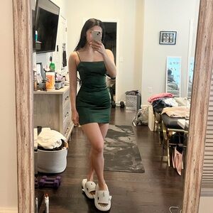 Sunday Best Emerald Green Square Neck Mini Dress